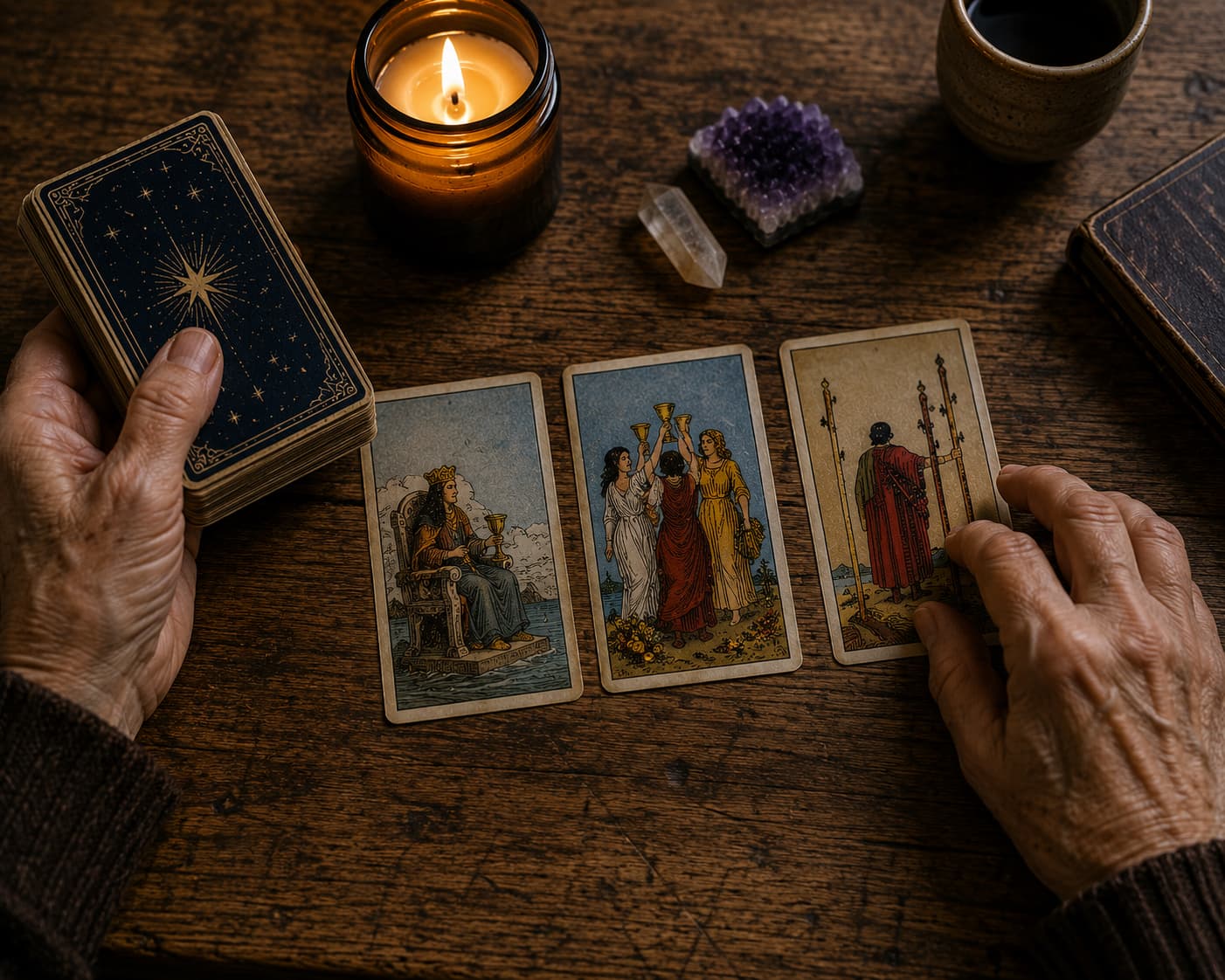 Tarot-Deutung — eine Frage — Illustrationsfoto